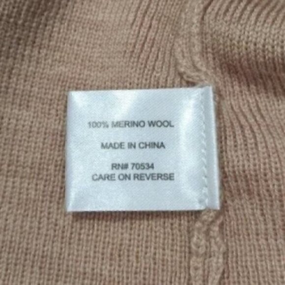 Orvis Men Sweater Medium 100% Merino Wool 1/4 Zip Tan Pullover Cable Knit Soft - Picture 6 of 9